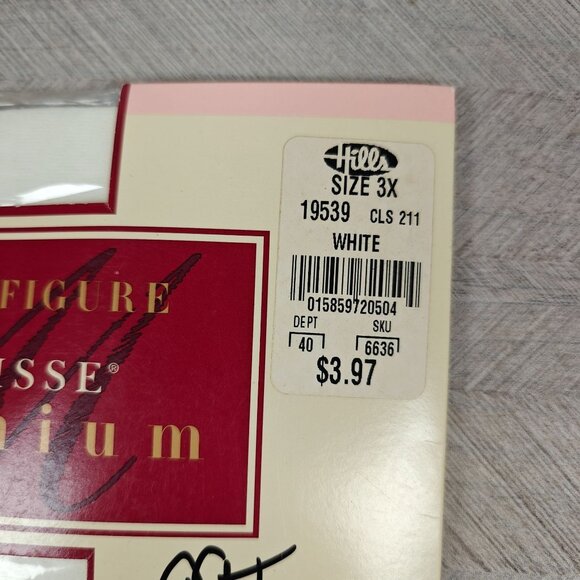 Vintage Matisse Premium Silky Lycra Sheer Control Top Pantyhose 3X White - Picture 2 of 3